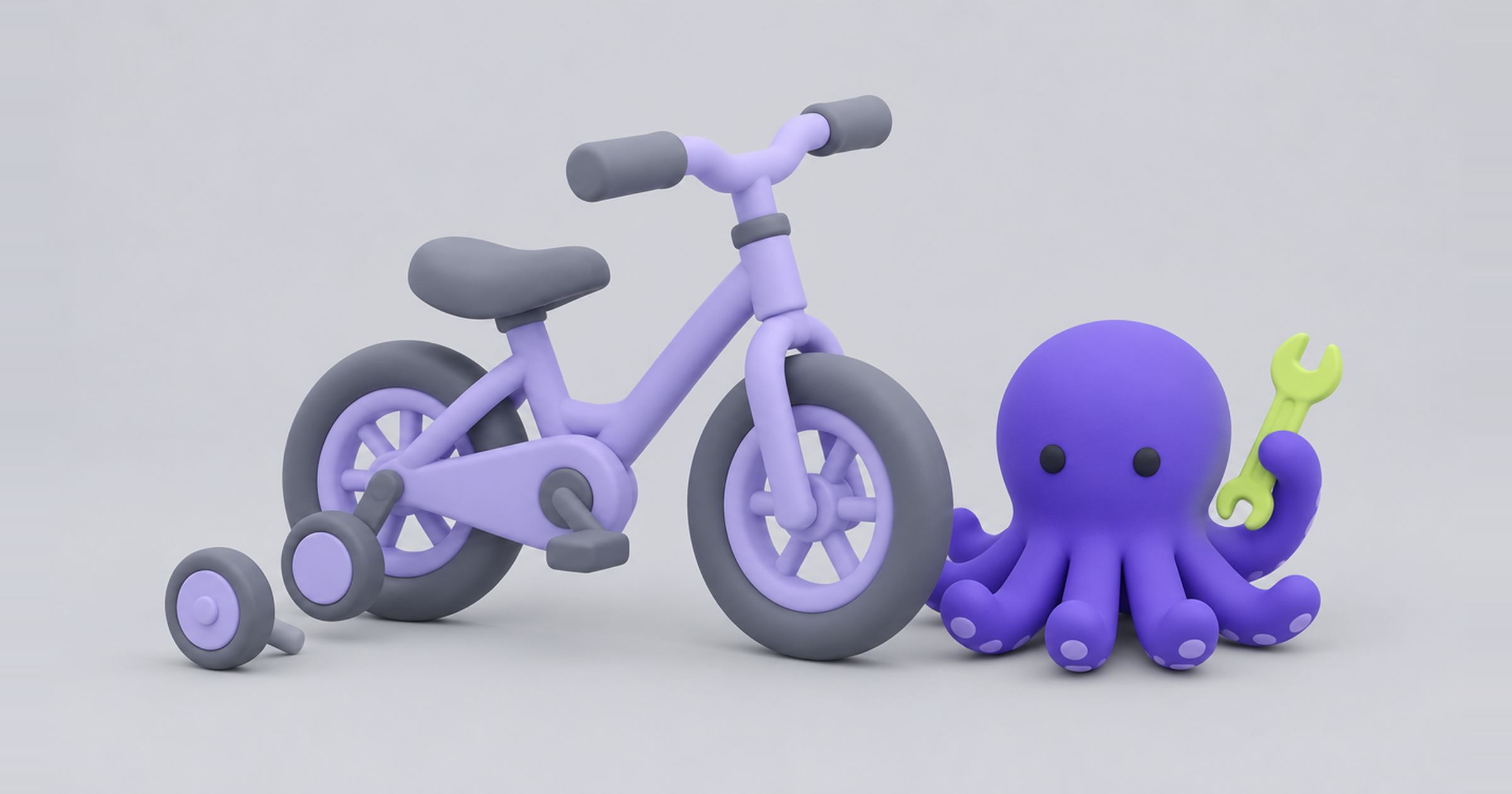 Octopus with a wrench removing training wheels from a bicycle, a controlled AI marketing rollout for agencies